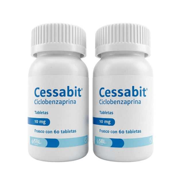 Cessabit (Ciclobenzaprina) 10 mg Pack de 2 Frascos con 60 Tabletas