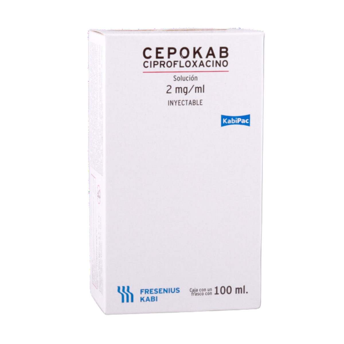 Cepokab (Ciprofloxacino) 2 mg/ml Caja con Frasco con Solución Inyectable 100 ml