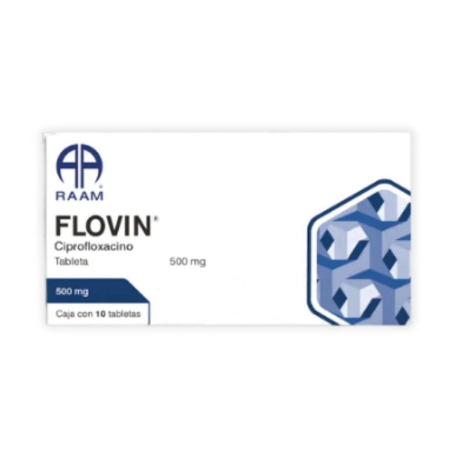 Flovin (Ciprofloxacino) 500mg Caja con 10 Tabletas | RAAM