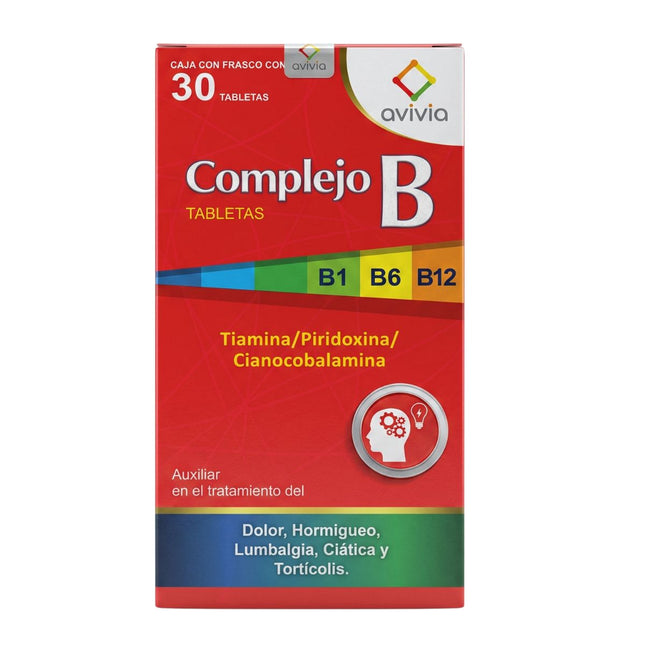 Complejo B (Tiamina/Piridoxina/Cianocobalamina) Caja con 30 Tabletas