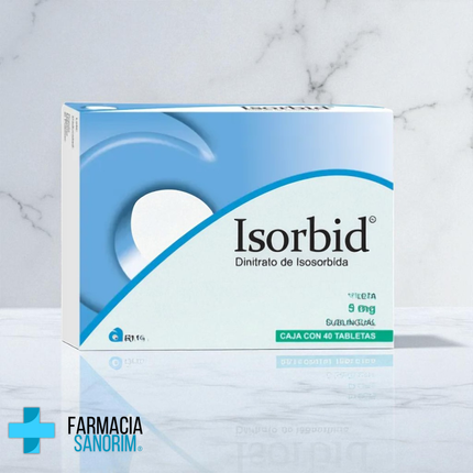 Dinitrato de Isosorbida 5mg Isorbid Sublingual Caja con 40 Tabletas