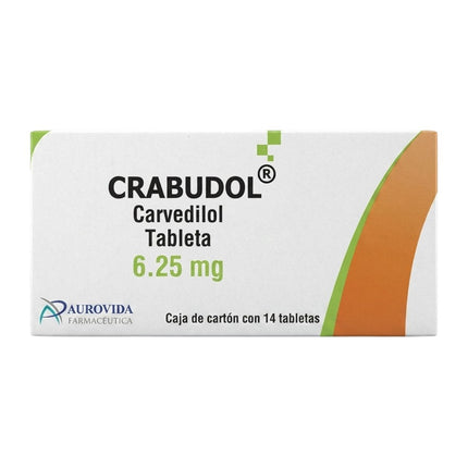 Crabudol (Carvedilol) 6.25 mg Caja con 14 Tabletas