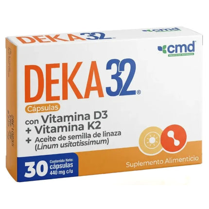 DEKA 32 (Vitamina D3 Vitamina K2 Aceite De Linaza) Caja con 30 Cápsulas