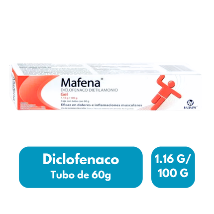 Mafena (Diclofenaco) Caja con tubo con gel de 60 g | Maver Laboratorios