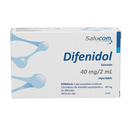 Difenidol 40 mg/ 2 ml Caja con 2 Ampolletas  Inyectables