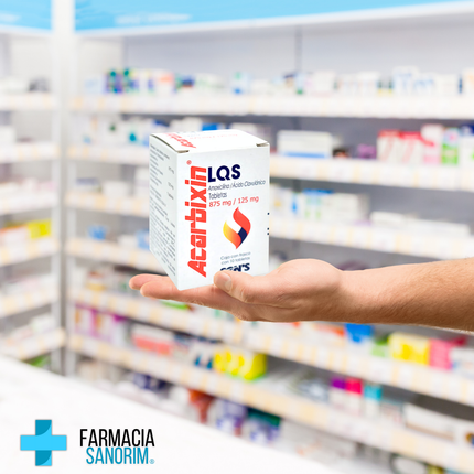 Acarbixin LQS Amoxicilina/Acido Clavulanico 875mg/125mg Frasco con 10 Tabletas
