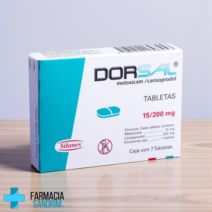 Meloxicam / Carisoprodol 15 mg 200 mg Dorsal Caja con 7 Tabletas