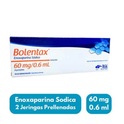 Bolentax Enoxaparina Sódica 60mg/0.6ml Caja con 2 Jeringas PiSA
