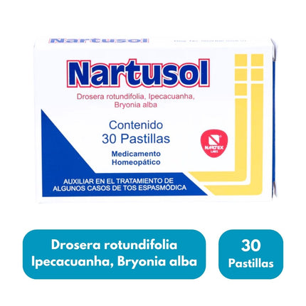 Nartusol (Tratamiento para tos espasmódica) Caja con 30 Pastillas| Nartex