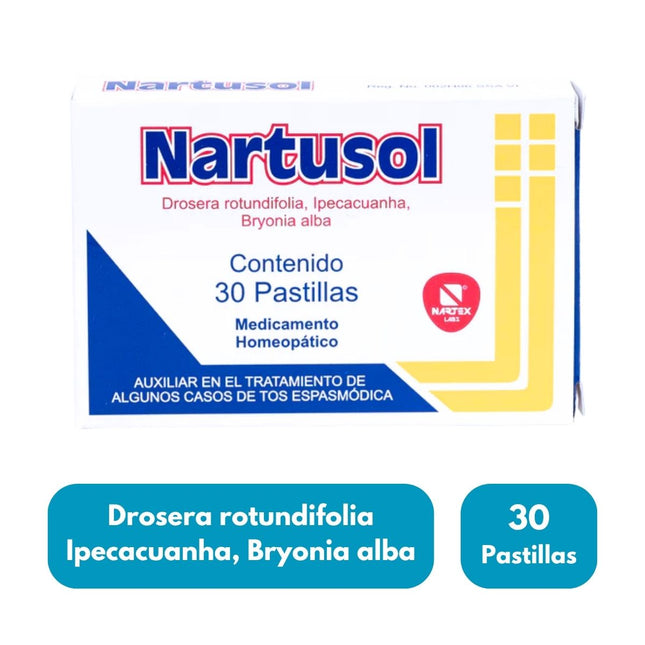 Nartusol (Tratamiento para tos espasmódica) Caja con 30 Pastillas| Nartex