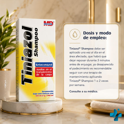 Tiniazol Shampoo (Ketoconazol) 2g/100 mL Botella con 120 mL | MD Liferpal