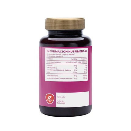 NTX Basics Trans-Resveratrol Acaí Frasco con 30 Cápsulas| Nartex