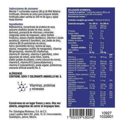 Wellbalance Fortificado Sabor Vainilla 462 g