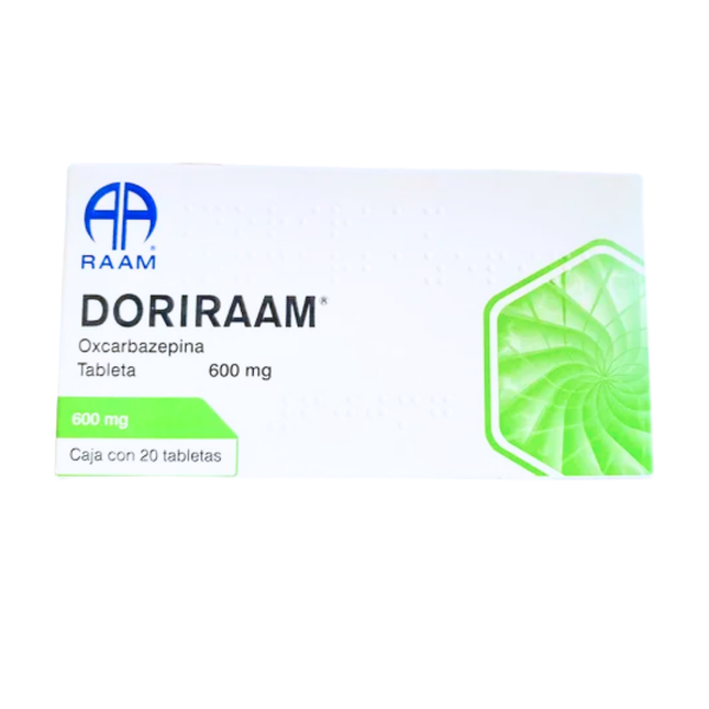 Oxcarbazepina 600mg Caja con 20 Tabletas Doriraam RAAM