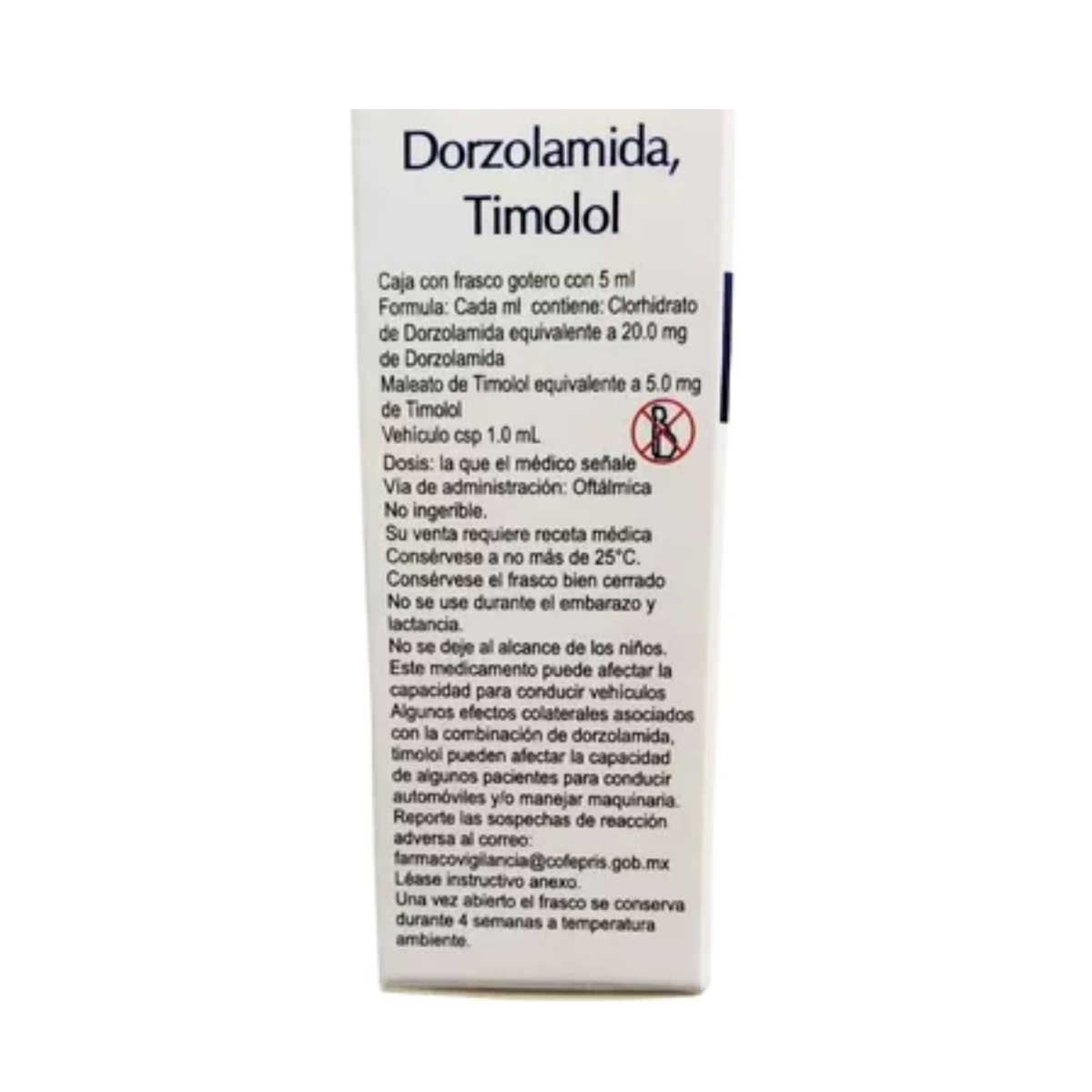 Dorzolamida Timolol Solución Oftálmica Caja con Frasco Gotero con 5 ml ...