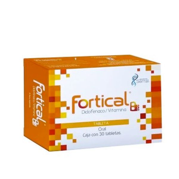 Fortical (Diclofenaco con Vitamina B) caja con 30 grageas