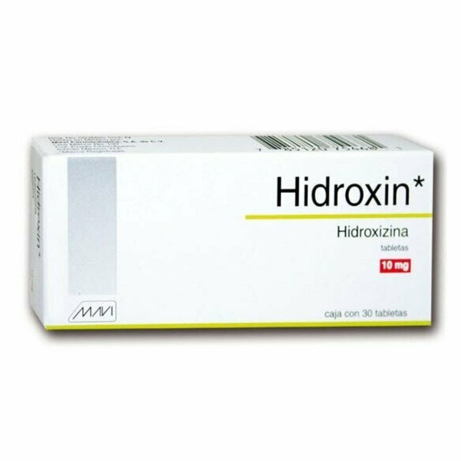 Hidroxin (Hidroxizina) 10 mg Caja con 30 Tabletas