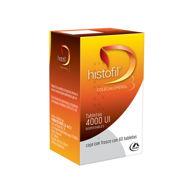 Histofil (Colecalciferol) 4000 UI Dispersable Caja con Frasco con 60 tabletas