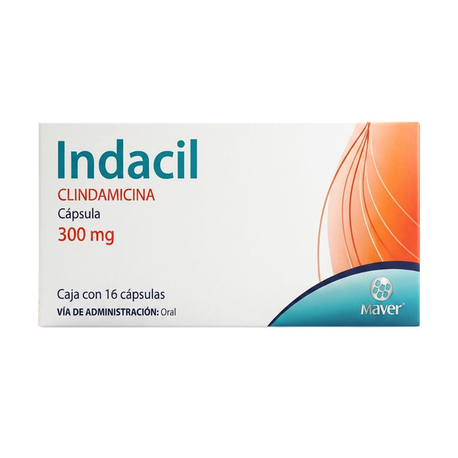 Indacil (Clindamicina) 300 mg Caja con 16 cápsulas | Maver Laboratorios