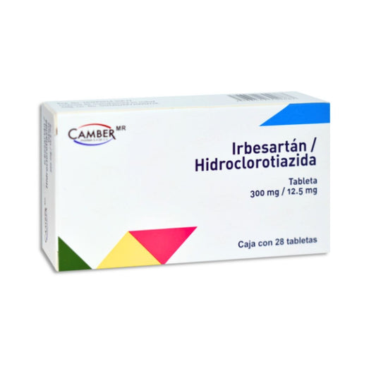 Irbesartán / Hidroclorotiazida 300 Mg / 12.5 Mg Caja con 28 Tabletas Camber Laboratorios