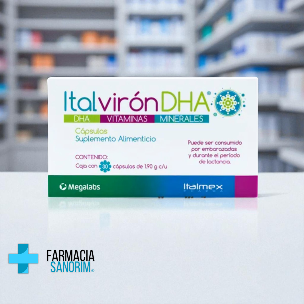 Italvirón DHA Suplemento alimenticio 1.9 g Caja con 30 cápsulas | Mega ...
