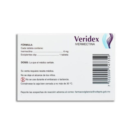Veridex (Ivermectina) 6 mg Caja con 2 tabletas | Maver Laboratorios ...