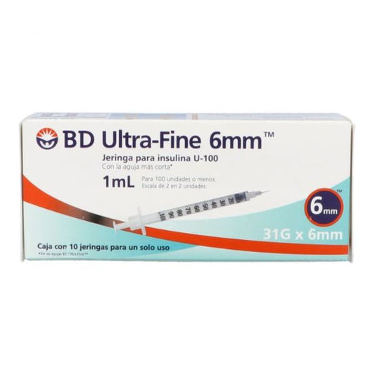 Jeringa B.D Insulina 1 ml con 10 (31G X 6mm)