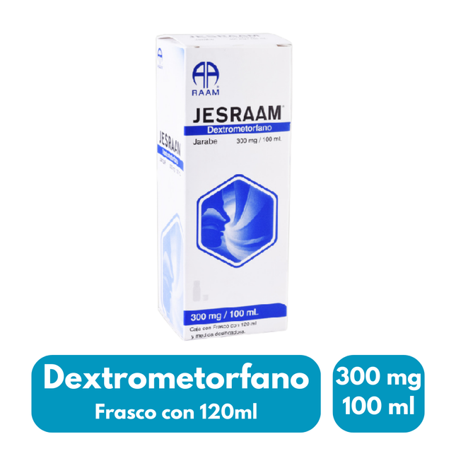 Jesraam (Dextrometorfano) 300 mg Jarabe Caja con Frasco con 120 mL
