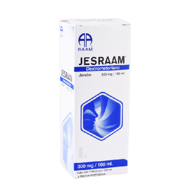 Jesraam (Dextrometorfano) 300 mg Jarabe Caja con Frasco con 120 mL