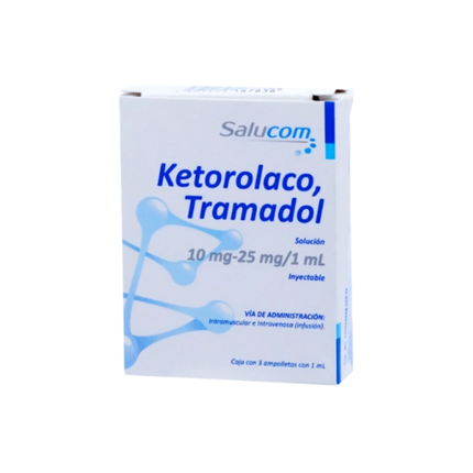 Ketorolaco Tramadol 10 mg/25 mg 3 Ampolletas con 1 ml Salucom