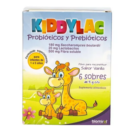 Kiddylac Probioticos y Prebioticos Caja con 6 Sobres Sabor Vainilla