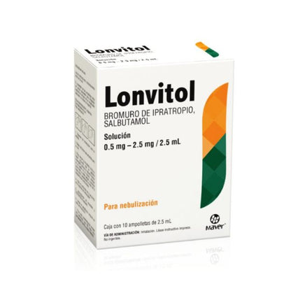 Lonvitol (Bromuro De Ipratropio / Salbutamol) 0.5 mg / 2.5Mg / 2.5 mg Nebulización