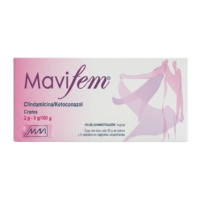 Mavifem (Clindamicina/Ketoconazol) 2g/8g/100g Caja con Tubo de 30 g de Crema