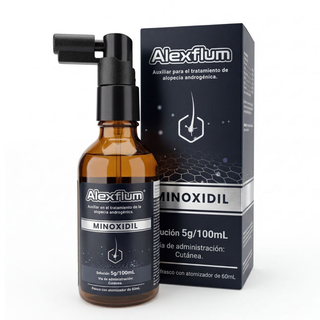 Alexflum Minoxidil 5% 60 mL RAAM Laboratorios | Tratamiento de Grado Farmacéutico para Crecimiento de Cabello y Barba