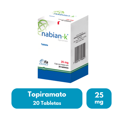 Nabian K (Topiramato) 25mg Frasco con 20 Tabletas | Ifa Celtics