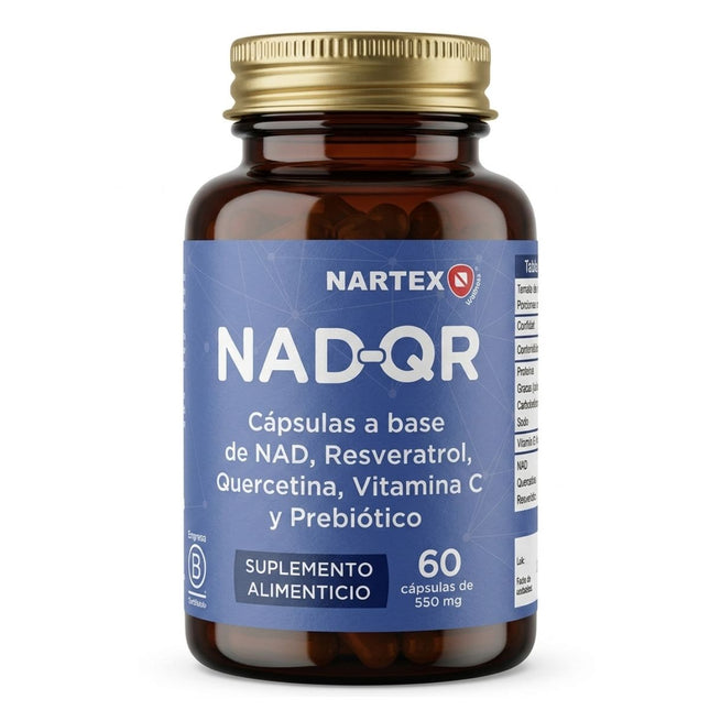 NAD-QR (Activos: NAD+, resveratrol, vitamina C, quercetina) Frasco con 60 Cápsulas