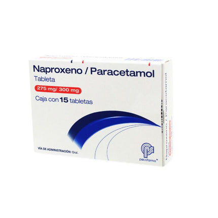 Naproxeno / Paracetamol 275 mg / 300 mg Caja con 15 Tabletas Psicofarma