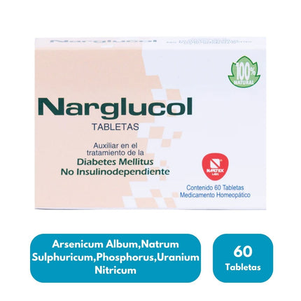 Narglucol (Tratamiento para Diabetes Mellitus ) Caja con 60 Tabletas| Nartex