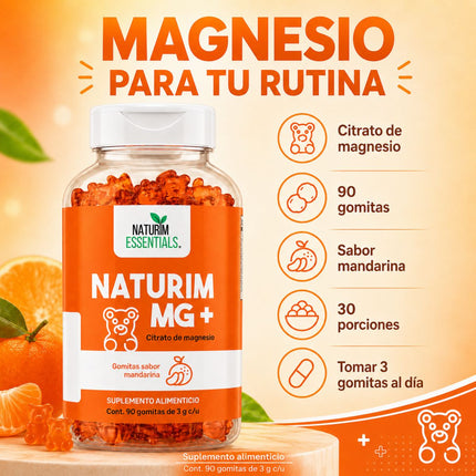 Naturim MG+ Citrato de Magnesio 90 Gomitas Naturim Essentials Sabor Mandarina