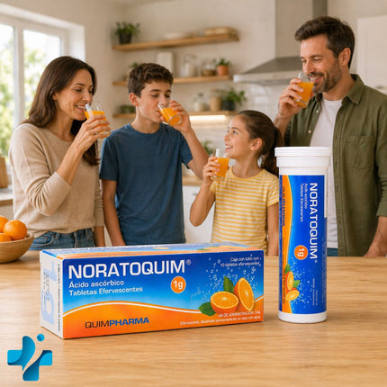 Noratoquim 1 g (Acido Ascórbico) Caja con 10 Tabletas Efervescentes