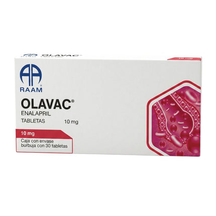 Olavac (Enalapril) 10 mg Tabletas Caja con 30 Tabletas