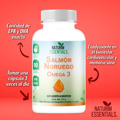 Omega 3 de Salmón Noruego Naturim Essentials Frasco con 90 Cápsulas