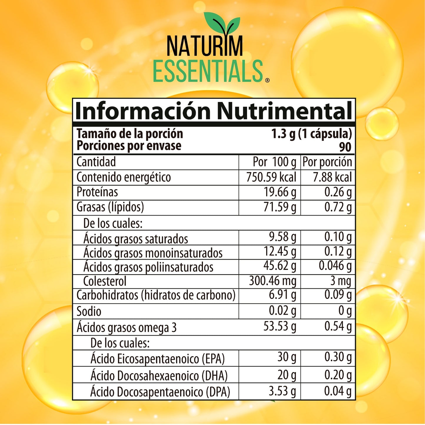 Omega 3 de Salmón Noruego Naturim Essentials Frasco con 90 Cápsulas