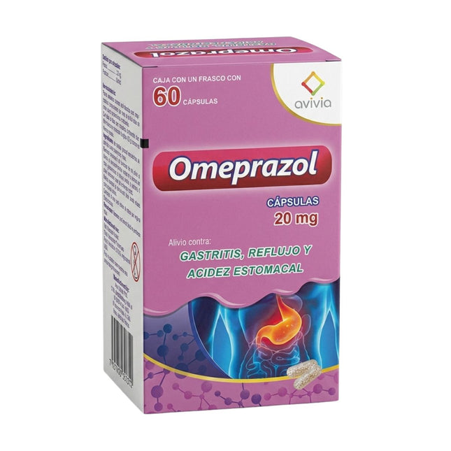 Omeprazol 20 mg Caja con Frasco de 60 Cápsulas