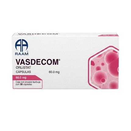 Vasdecom (Orlistat) 60 mg Caja con 30 Capsulas