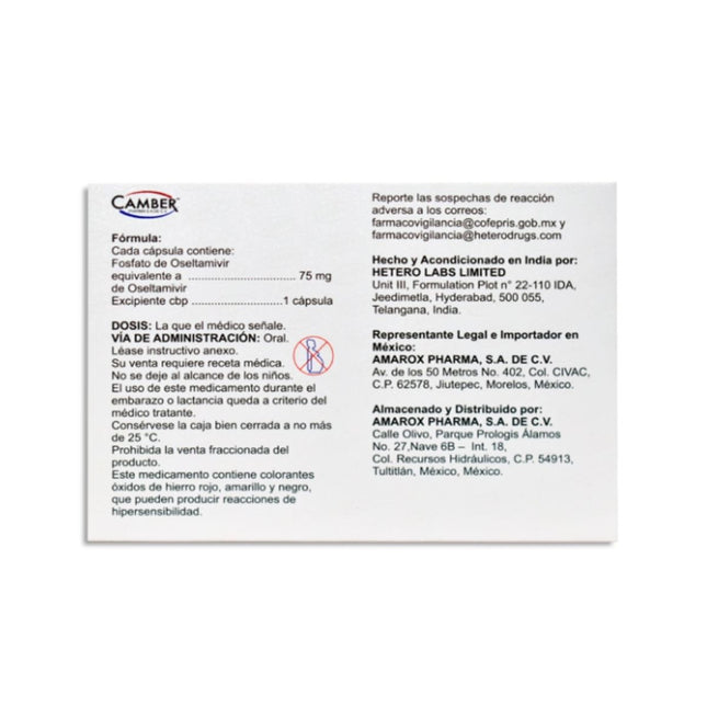 Oseltamivir 75 Mg Caja Con 10 Cápsulas