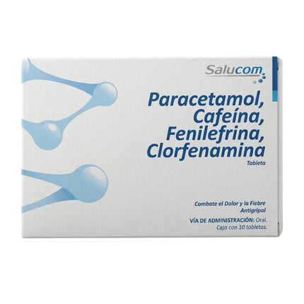 Paracetamol, Cafeína, Fenilefrina, Clorfenamina Caja con 10 Tabletas