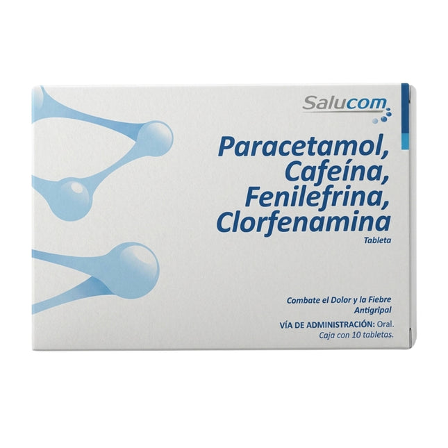 Paracetamol, Cafeína, Fenilefrina, Clorfenamina Caja con 10 Tabletas