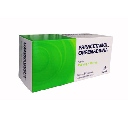 Paracetamol / Orfenadrina 450 mg /35 mg Caja con 50 Tabletas