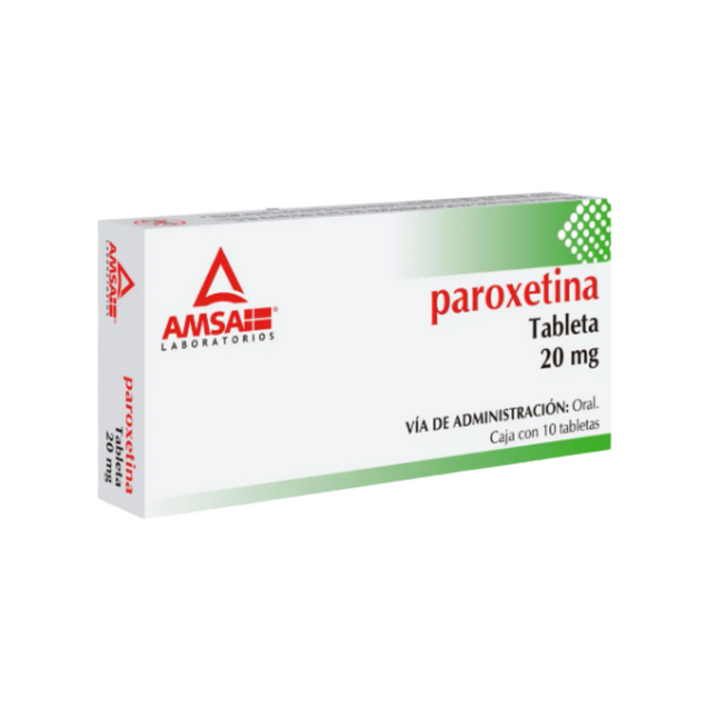Paroxetina 20 mg Caja con 10 Tabletas Amsa